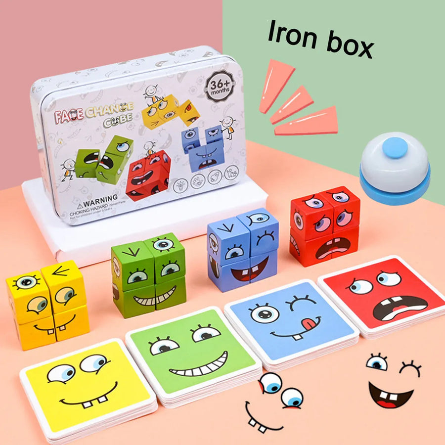 Montessori Wooden Cube Face Changing Building Blocks