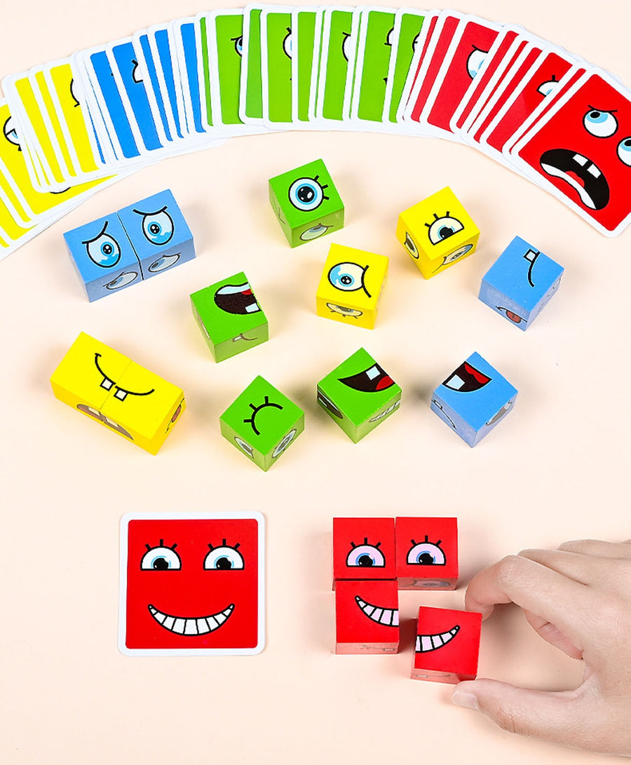 Montessori Wooden Cube Face Changing Building Blocks