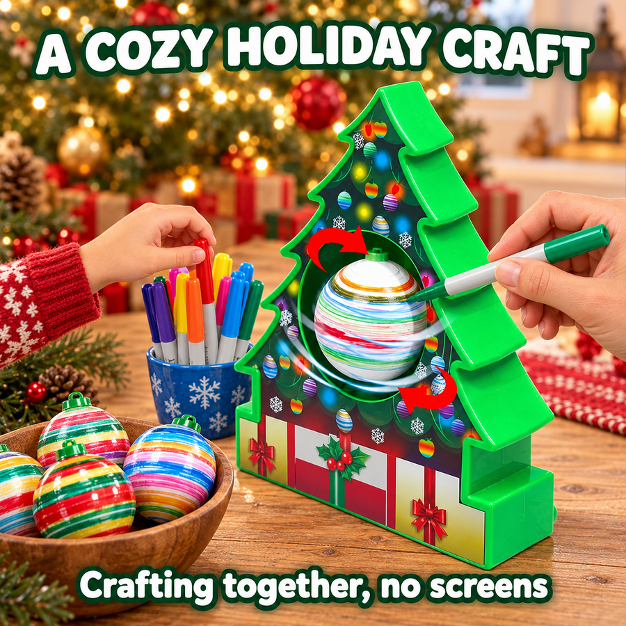 Parent and child decorating ornaments together