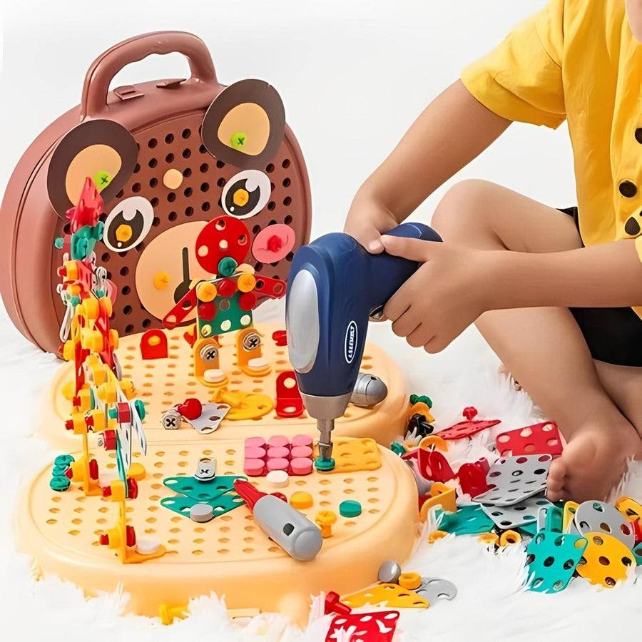Drill Construction Toy Set with Electric Screwdriver and Mosaic Puzzle - view 3