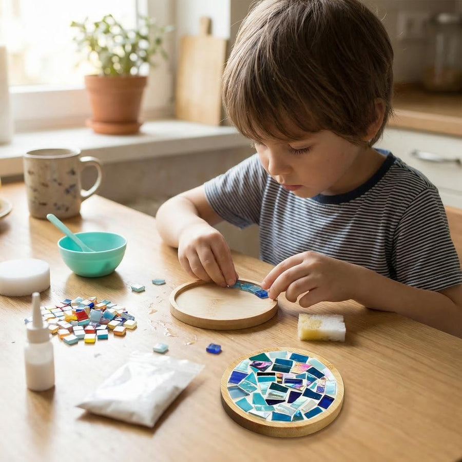 Mosaic Craft Kit for Coasters with Colorful Glass Tiles - view 3