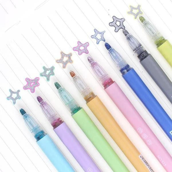 Metallic Outline Markers with Star Caps Set of 8 or 12 - view 3