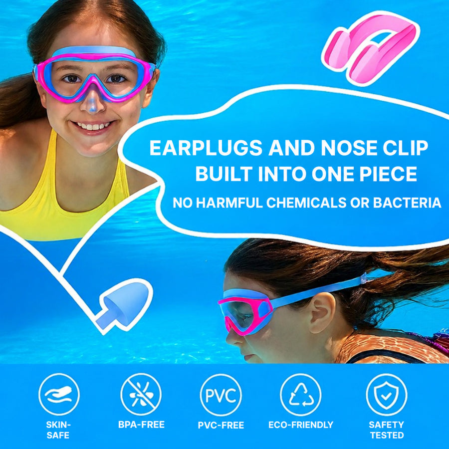 Swim Goggles Kids with Nose Clip and Ear Plugs Set - view 3