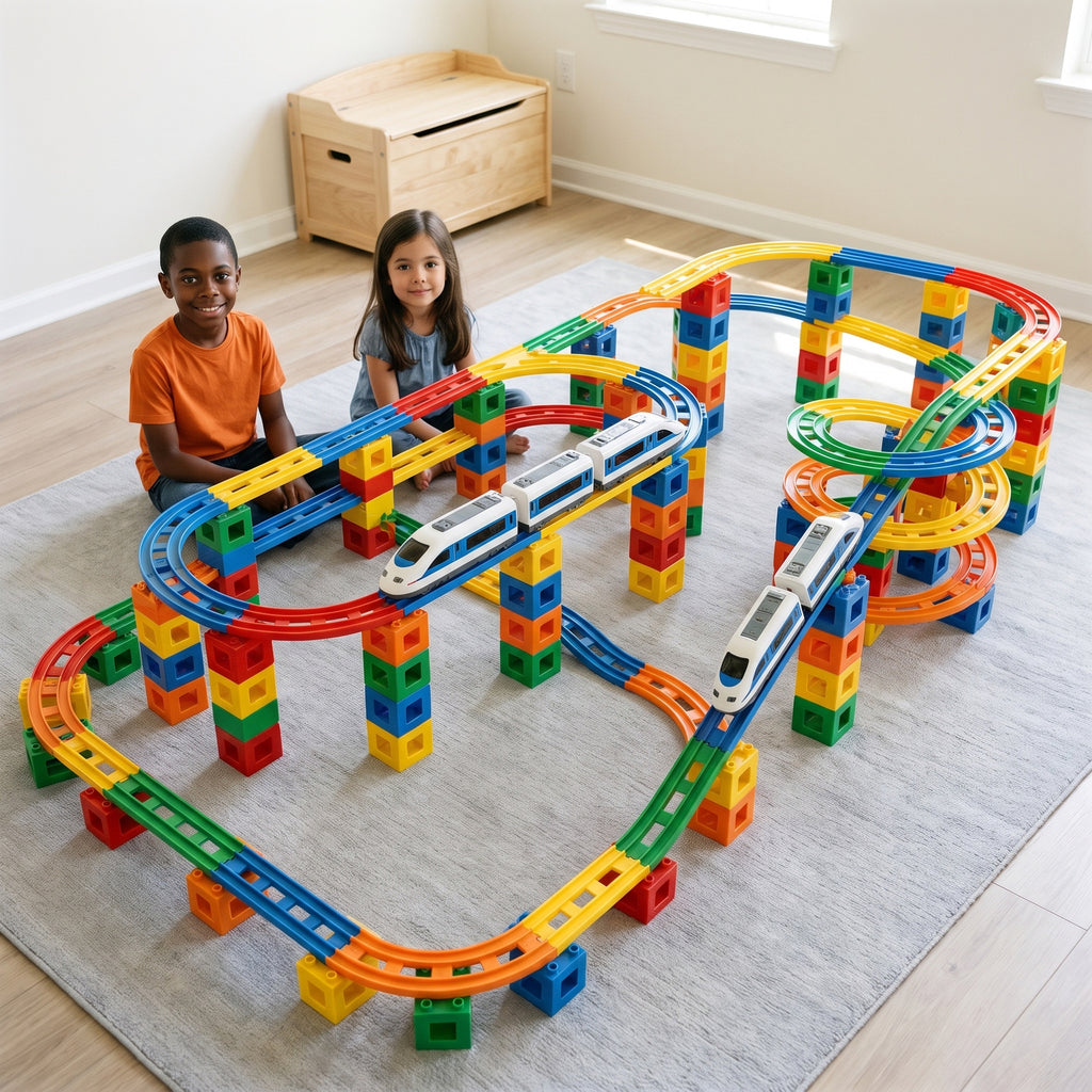 Builder set: a large two-level layout, 81 pieces