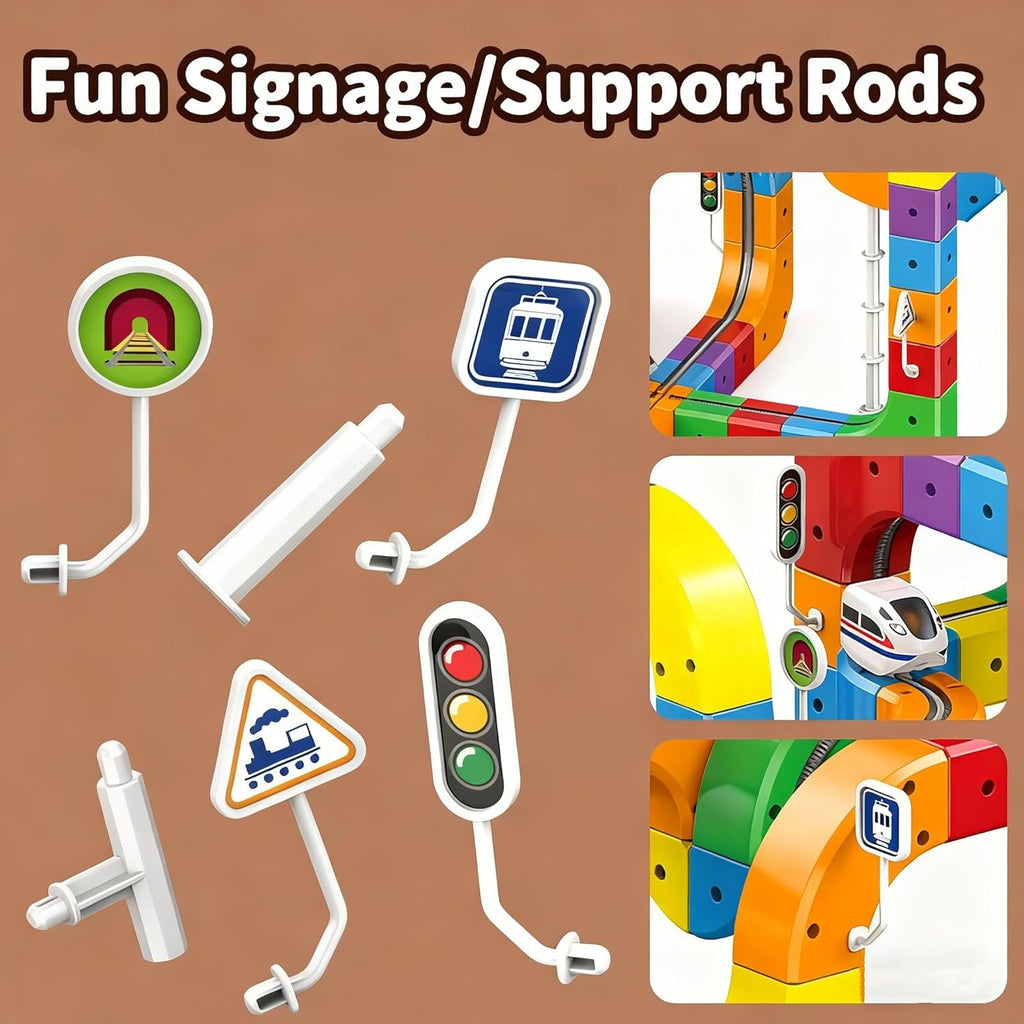 Traffic light, road signs and support poles