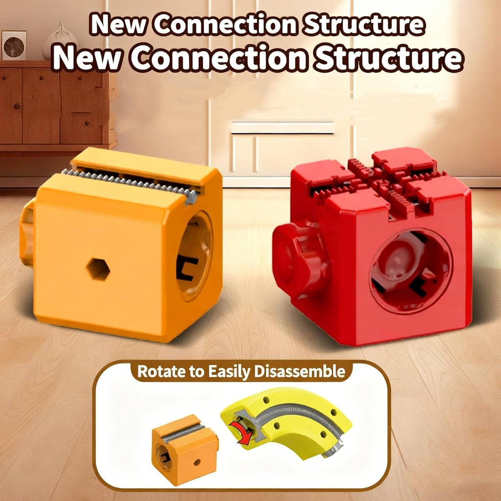 Connector cube that twists to take the track apart