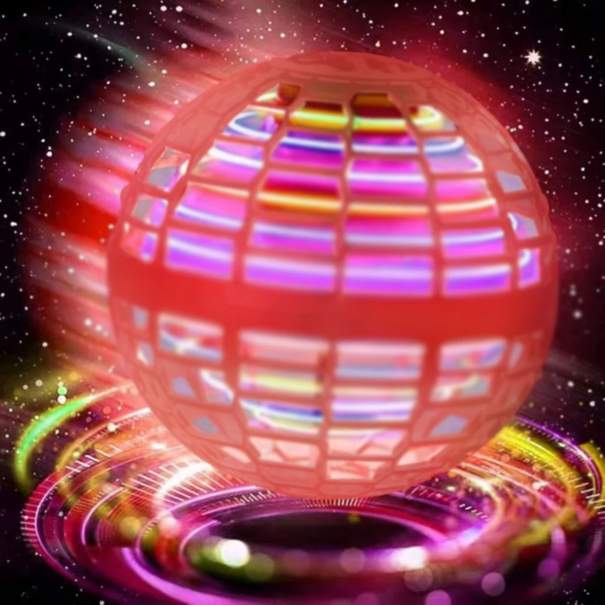 Coral Red flying orb ball, supplier photo