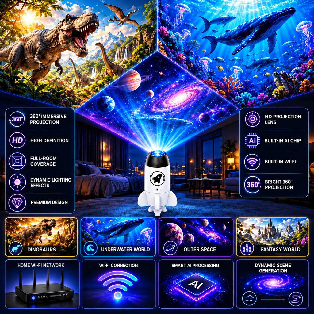 5D Holographic Projector with Galaxy and Ocean Scenes - view 6
