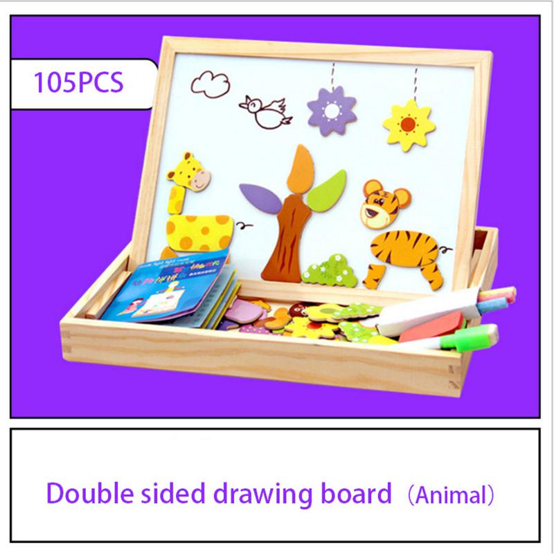 Montessori Wooden Magnetic Puzzle Drawing & Writing Board