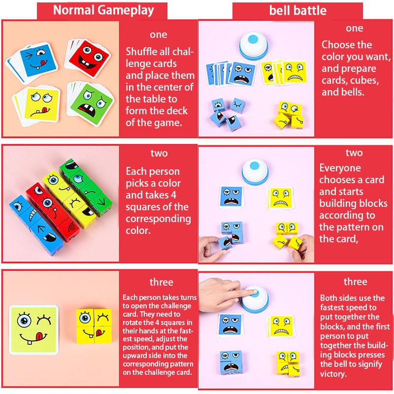 Montessori Wooden Cube Face Changing Building Blocks