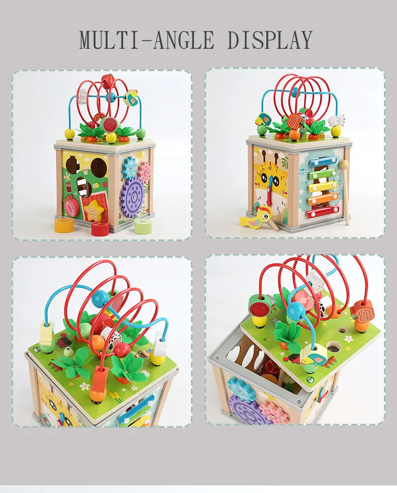 Montessori Wooden  Multifunction Beaded Treasure Box