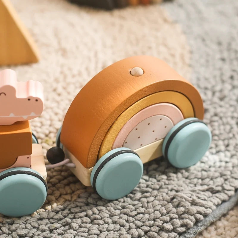 Montessori Wooden Baby Dragging Car