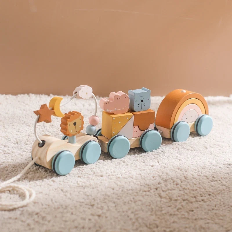 Montessori Wooden Baby Dragging Car