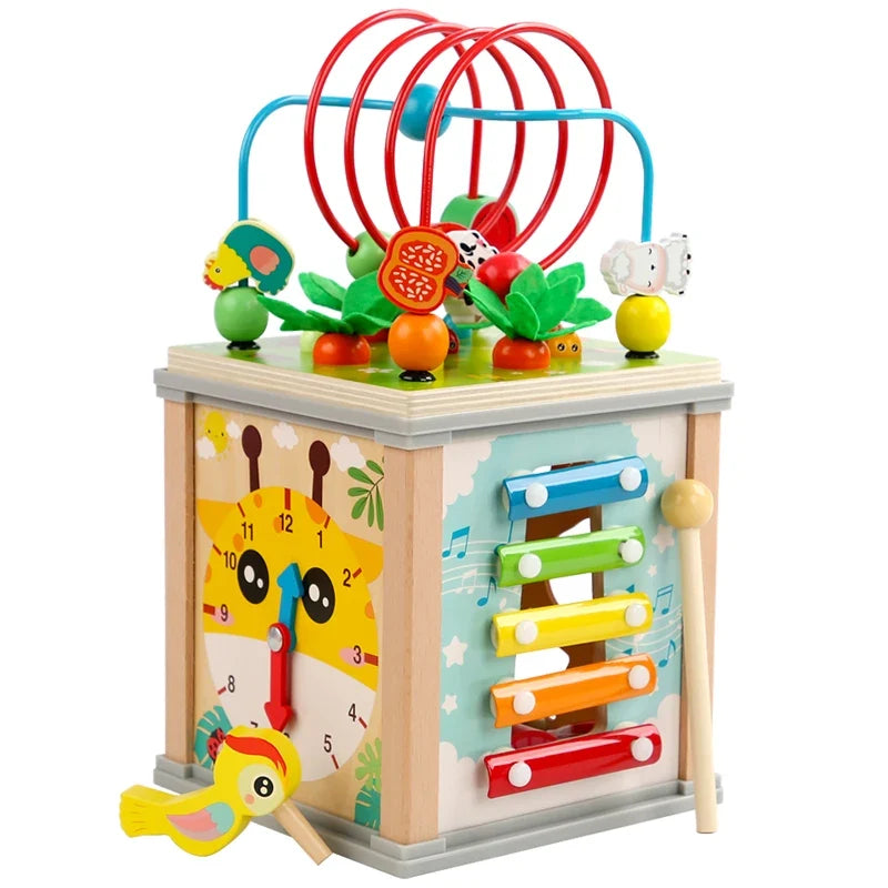 Montessori Wooden  Multifunction Beaded Treasure Box