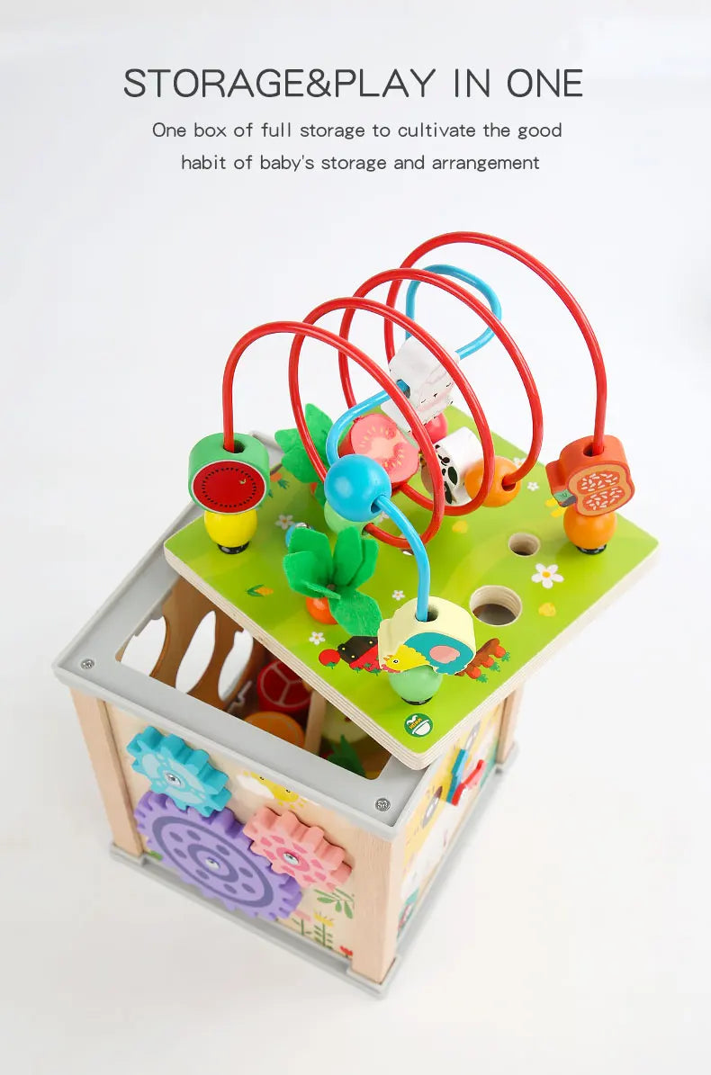 Montessori Wooden  Multifunction Beaded Treasure Box
