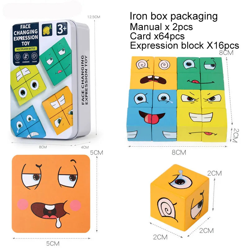 Montessori Wooden Cube Face Changing Building Blocks