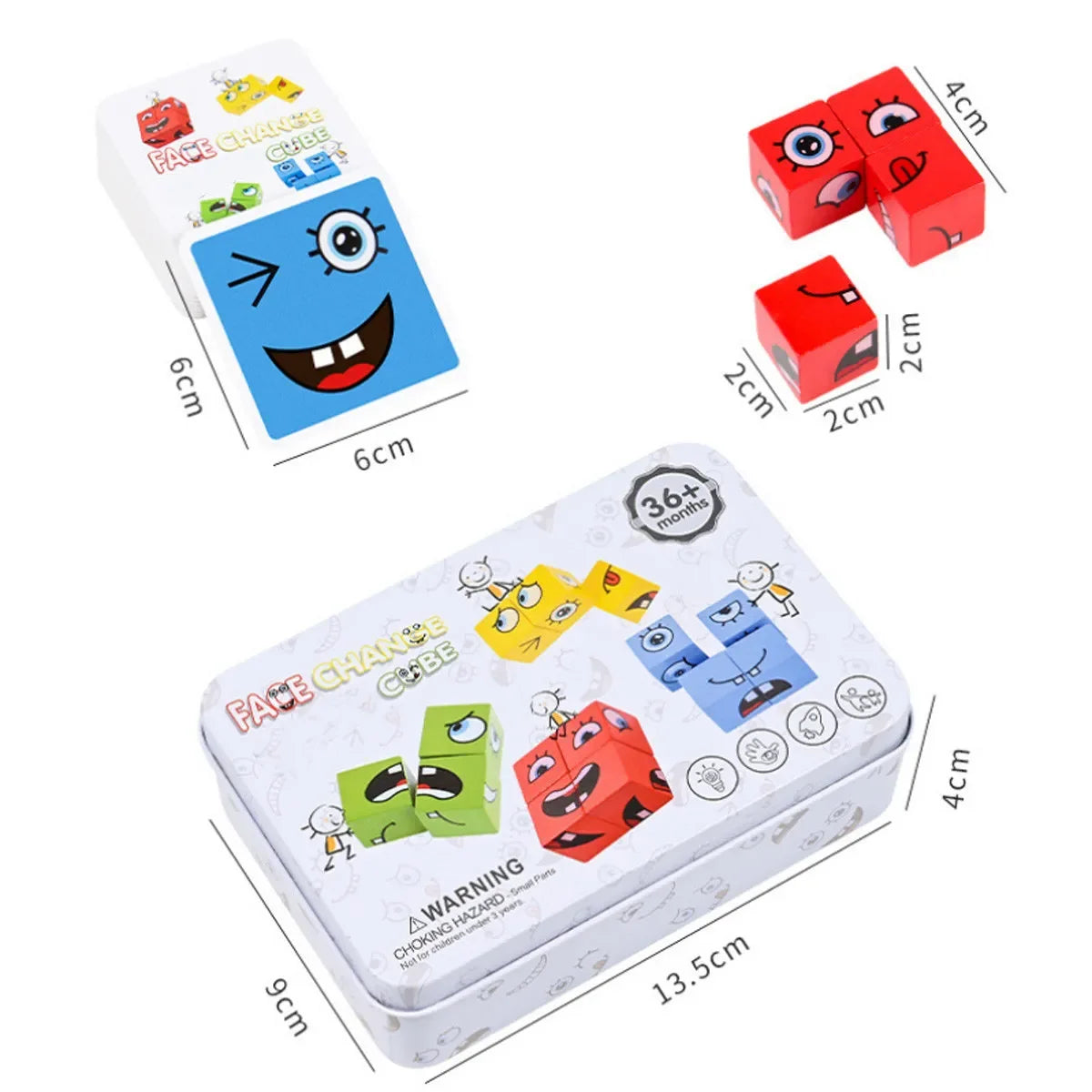 Montessori Wooden Cube Face Changing Building Blocks