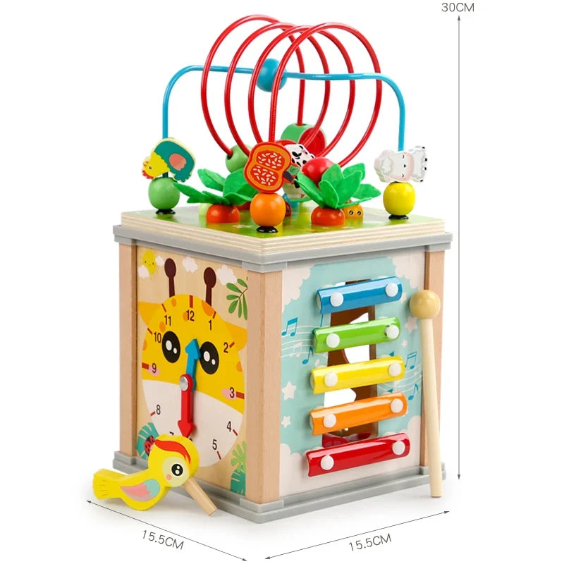 Montessori Wooden  Multifunction Beaded Treasure Box