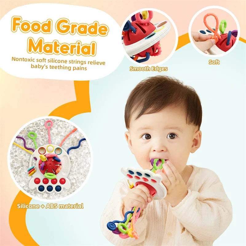 Montessori Sensory Silicone Pull String Toy