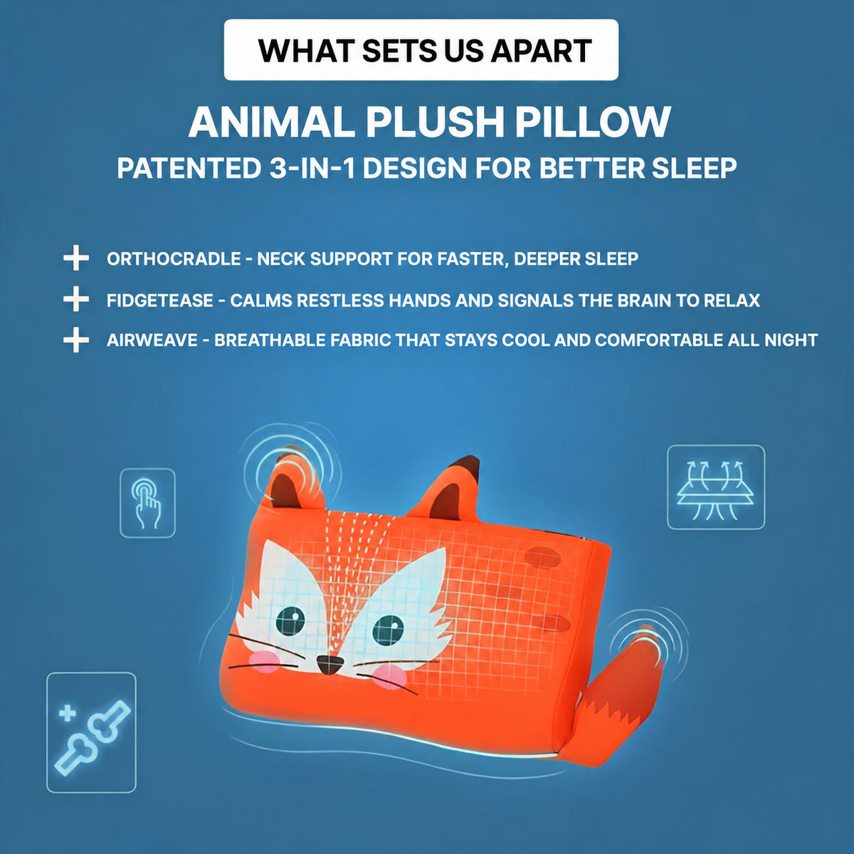 Animal Pillow for Kids with 3D Ears and Tail - view 4