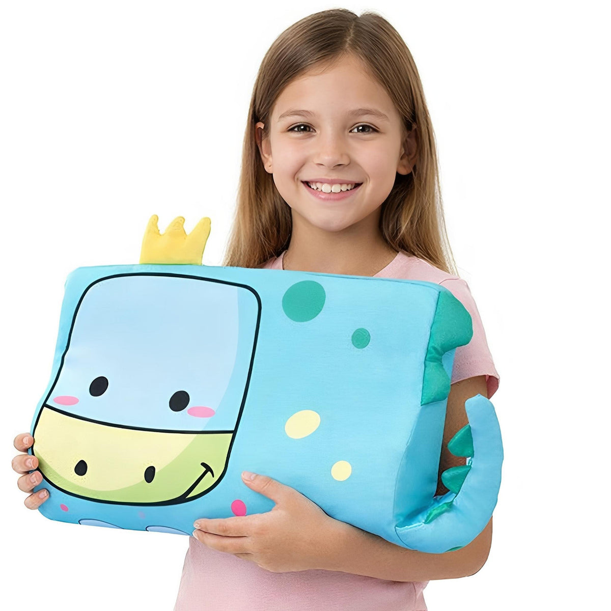 Animal Pillow for Kids with 3D Ears and Tail, Dinosaur
