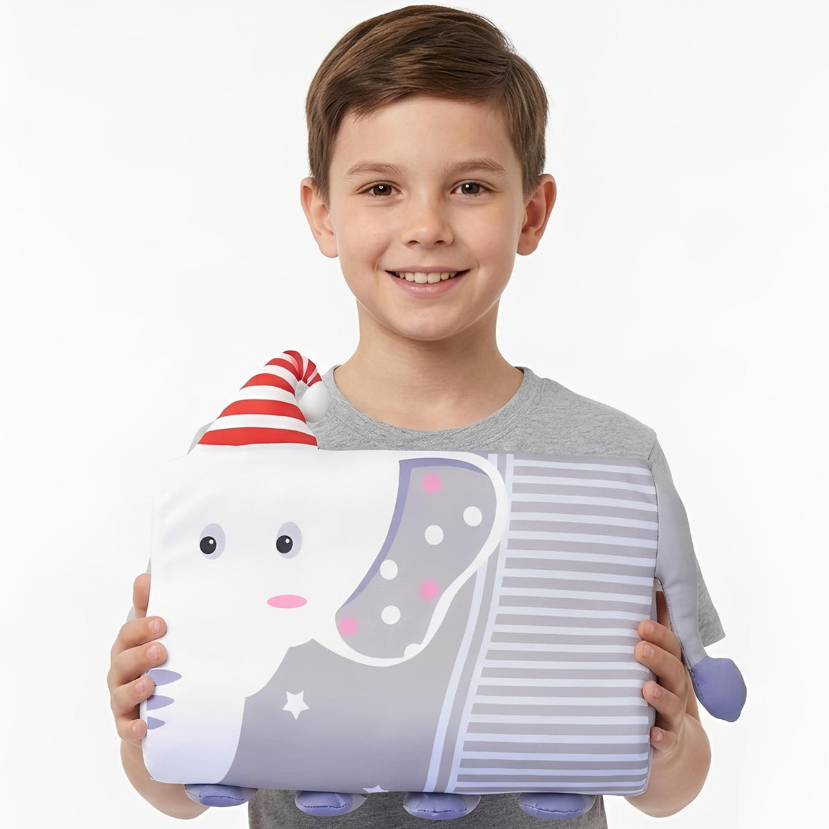 Animal Pillow for Kids with 3D Ears and Tail, Elephant