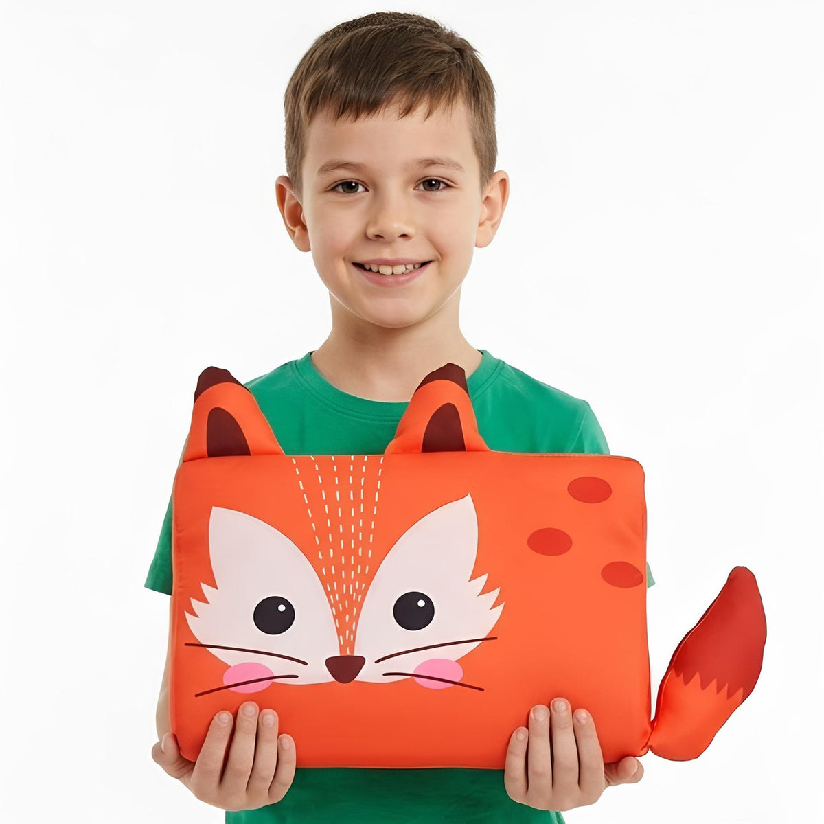 Animal Pillow for Kids with 3D Ears and Tail, Fox