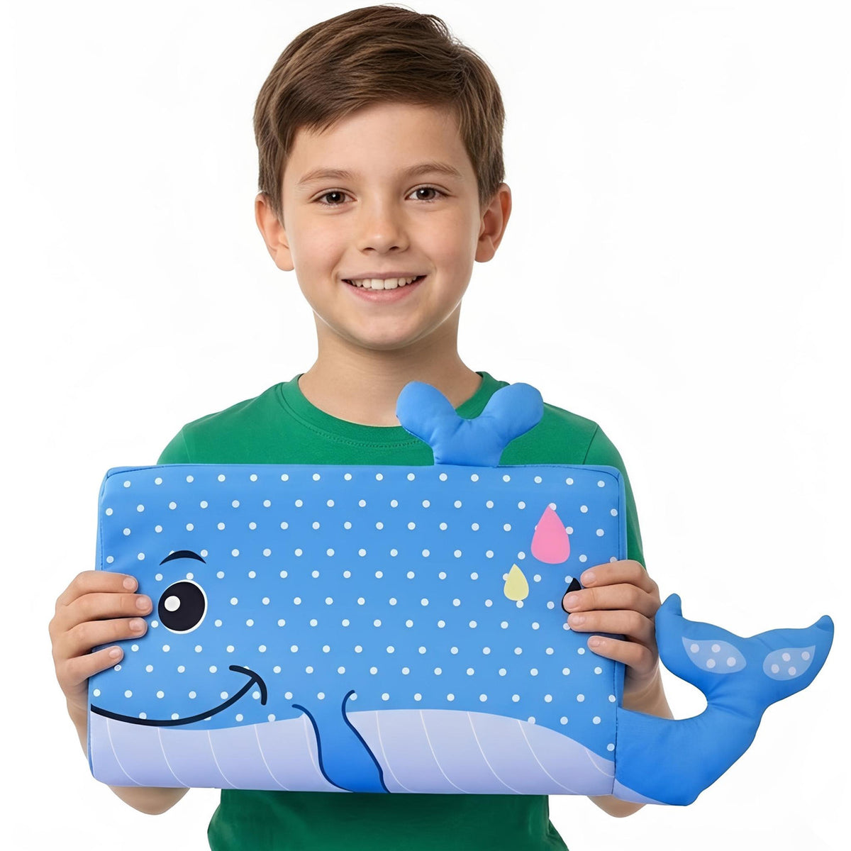 Animal Pillow for Kids with 3D Ears and Tail, Whale