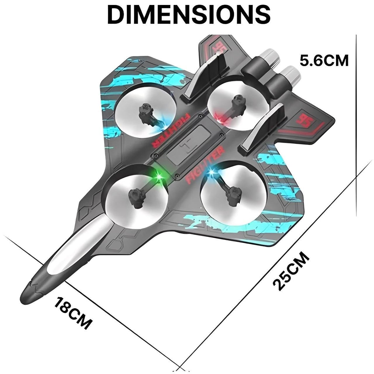 Remote Control Fighter Jet with LED Lights and 4 Propellers - view 10