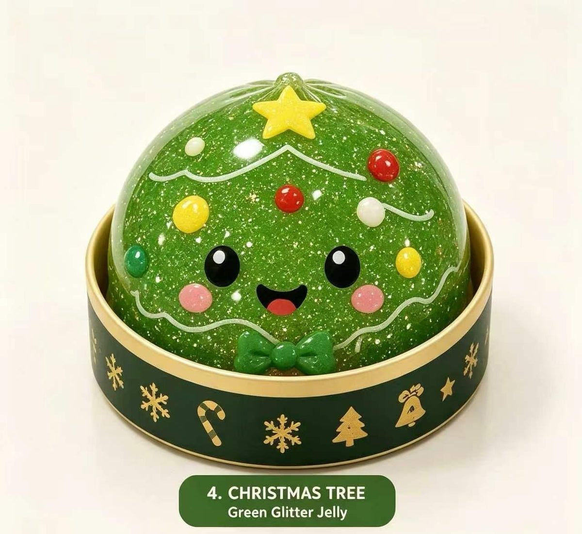 Christmas tree dumpling squishy with green glitter filling