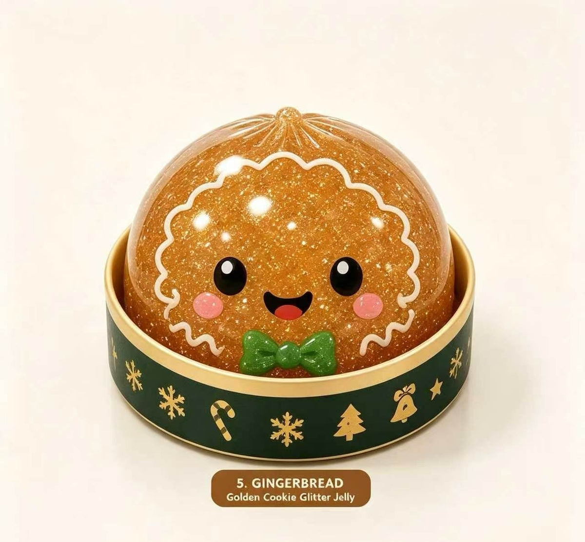 Gingerbread Christmas dumpling squishy with golden glitter filling