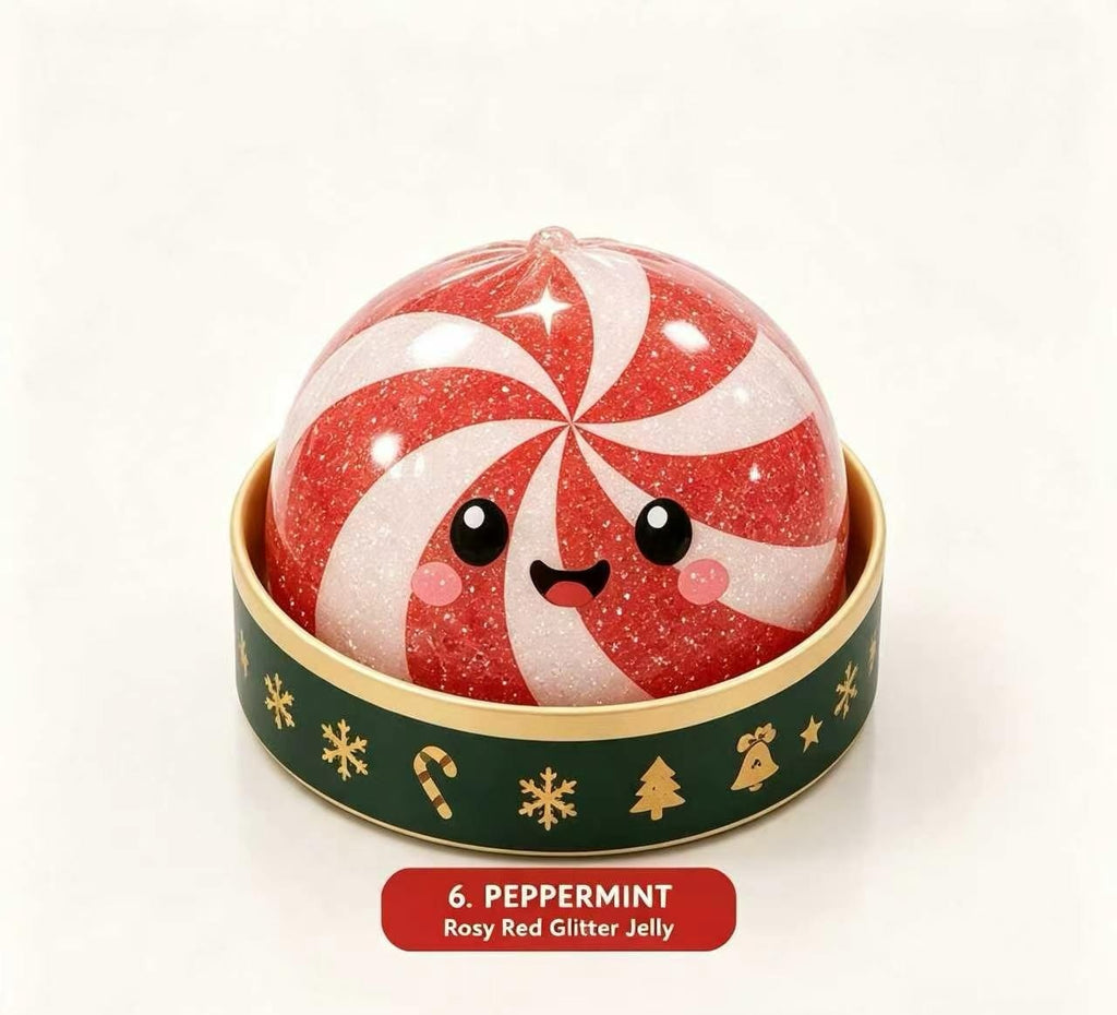 Peppermint Christmas dumpling squishy with red swirl filling