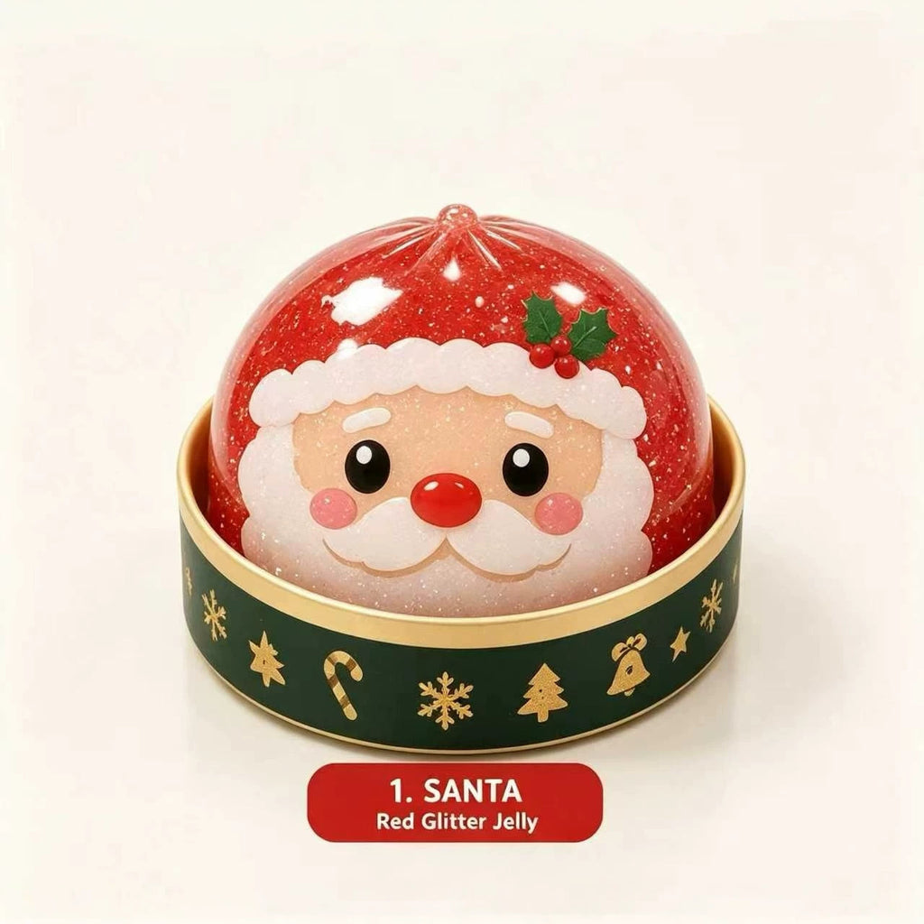 Santa Christmas dumpling squishy with red glitter filling