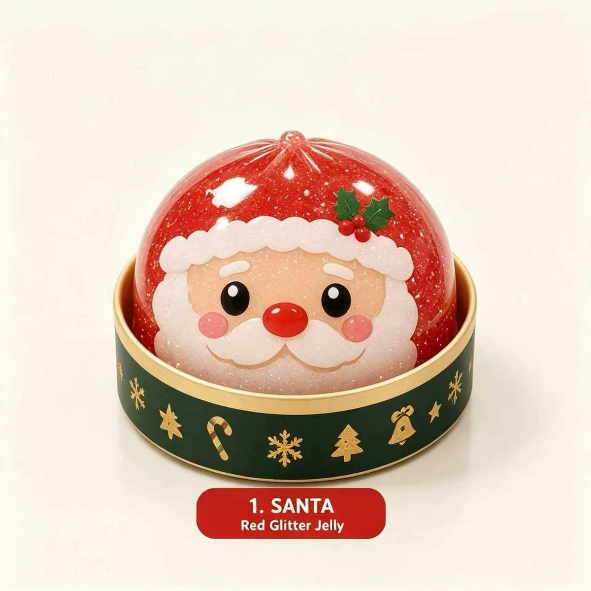 Santa Christmas dumpling squishy with red glitter filling