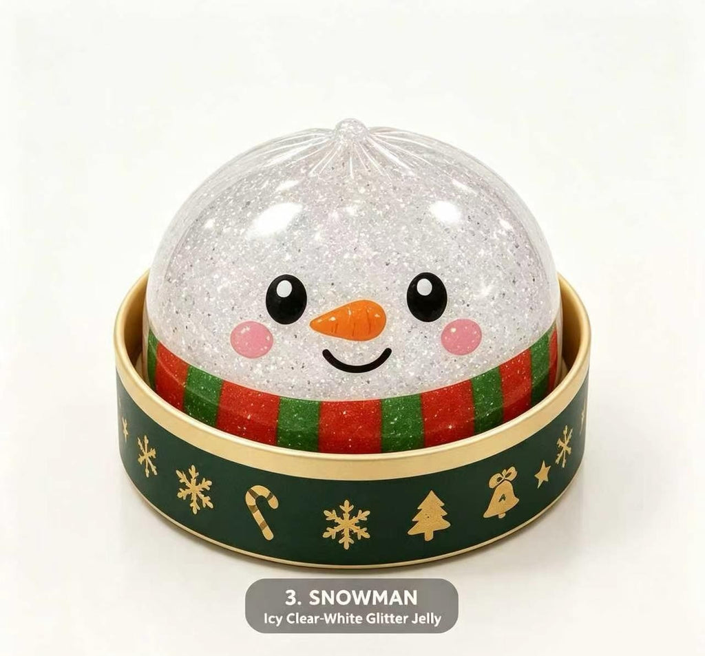 Snowman Christmas dumpling squishy with icy glitter filling