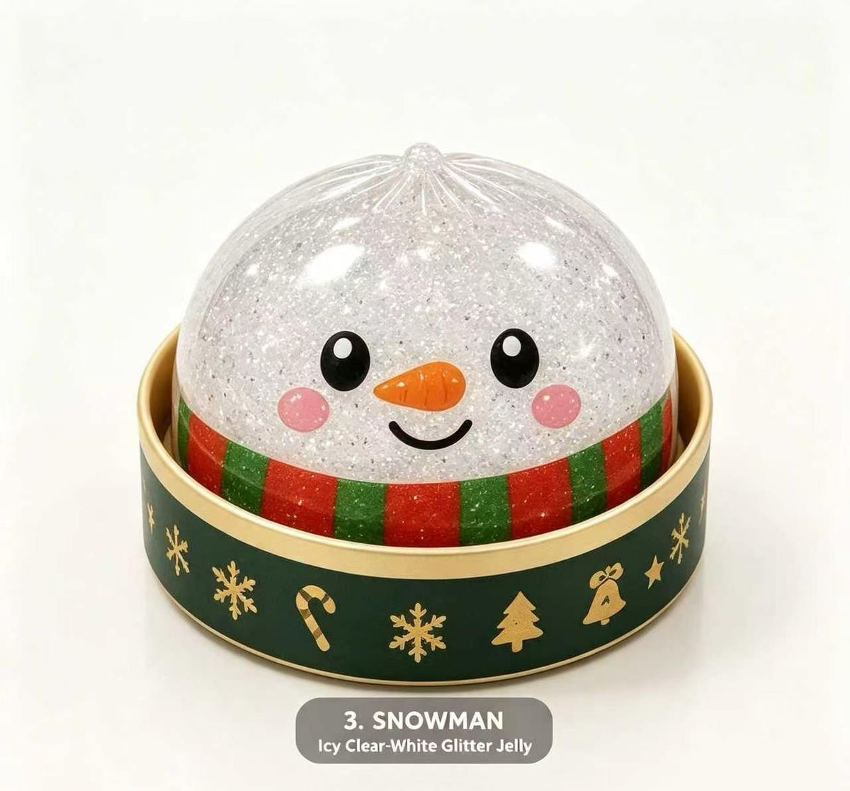 Snowman Christmas dumpling squishy with icy glitter filling
