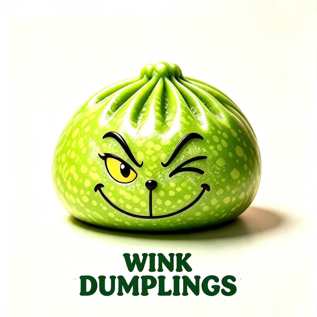 Wink Dumplings: green Grinch dumpling squishy winking