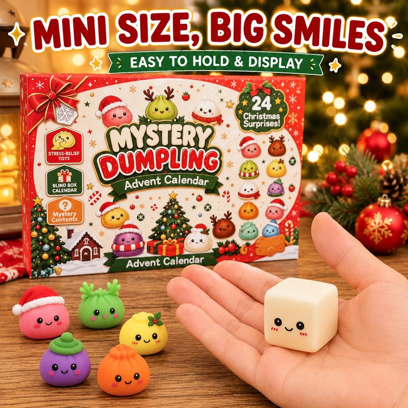 One mini dumpling squishy held in a hand to show its size
