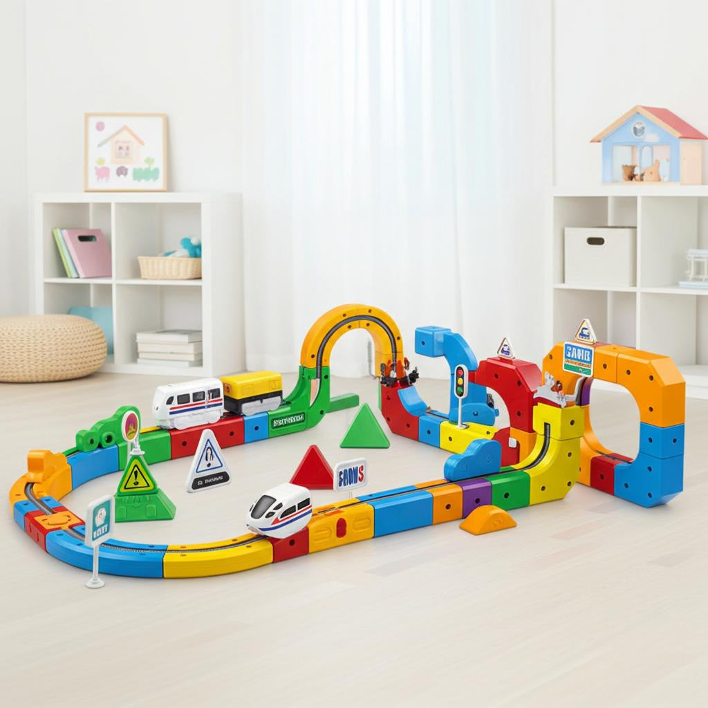Magnetic Track Toy with Colorful Building Blocks - view 7