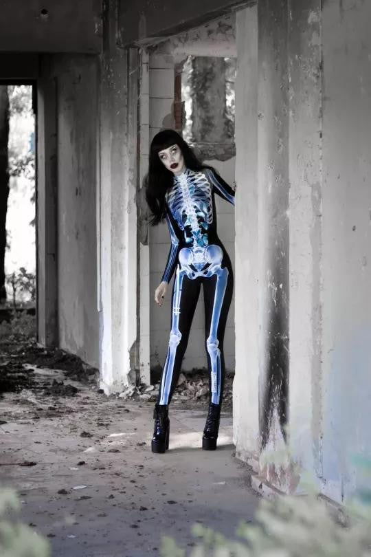 Skeleton Bodysuit Costume with X-Ray Print Design - view 3