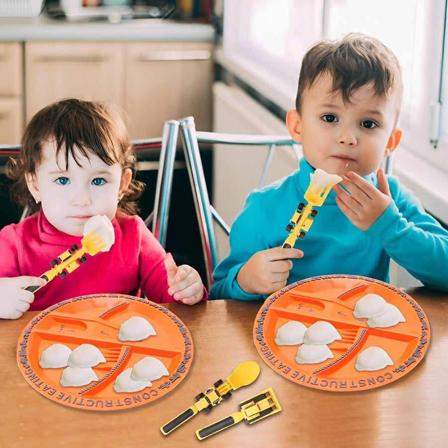 Construction Vehicle Cutlery Set with Plate for Kids - view 5