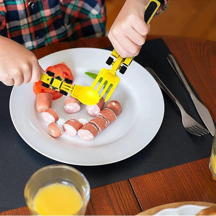 Construction Vehicle Cutlery Set with Plate for Kids - view 8