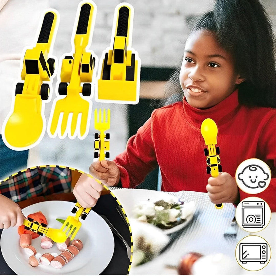 Construction Vehicle Cutlery Set with Plate for Kids - view 2