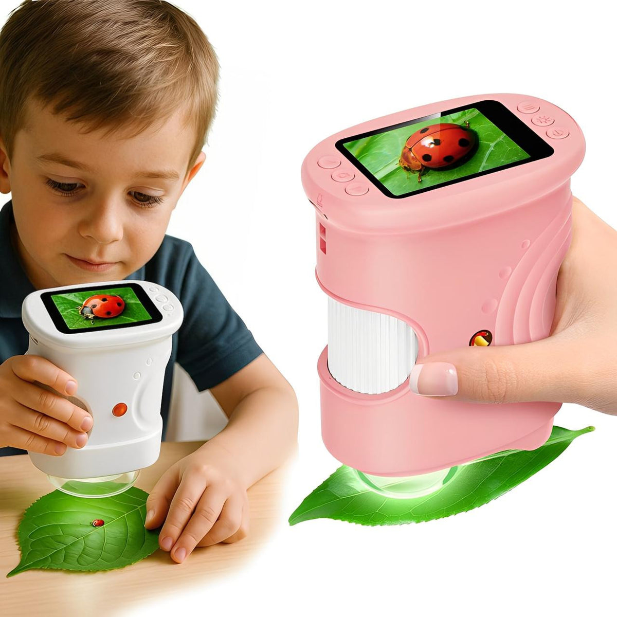 Digital Microscope for Kids with 1000x Magnification and Photo Function, Pink