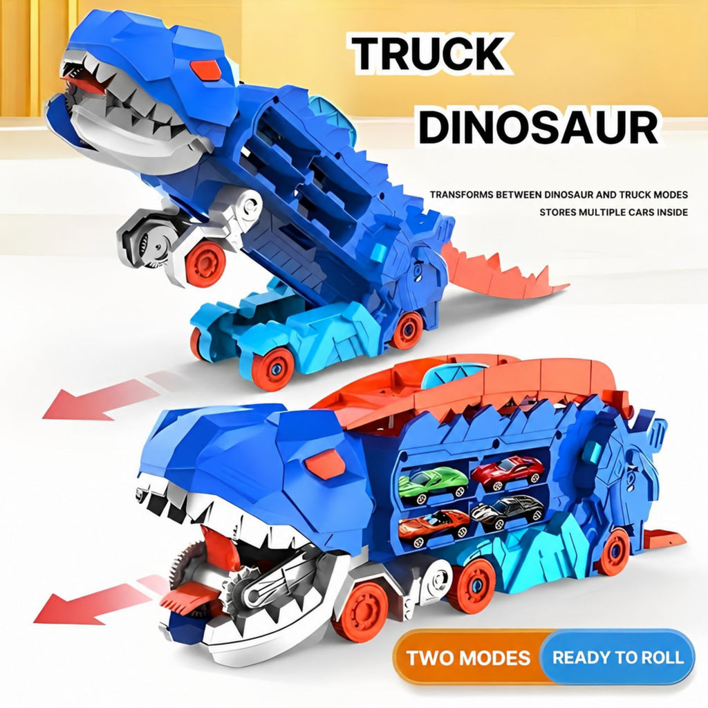 Dinosaur Car Carrier with Race Track and 4 Cars - view 6