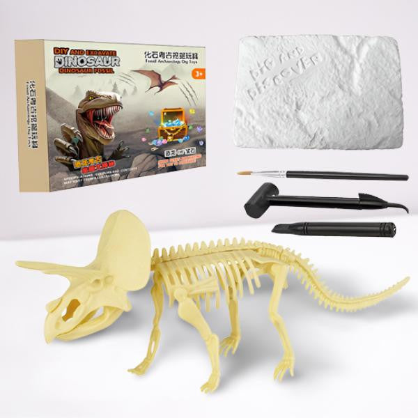 Dinosaur Excavation Kit with Fossil Dig Tools, Triceratops