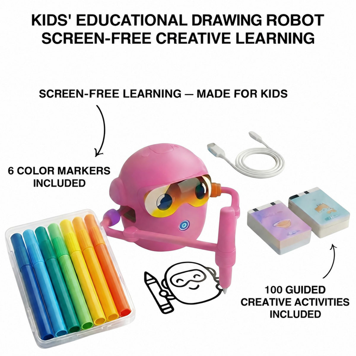 Drawing Robot for Kids with Interactive Learning Cards - view 2