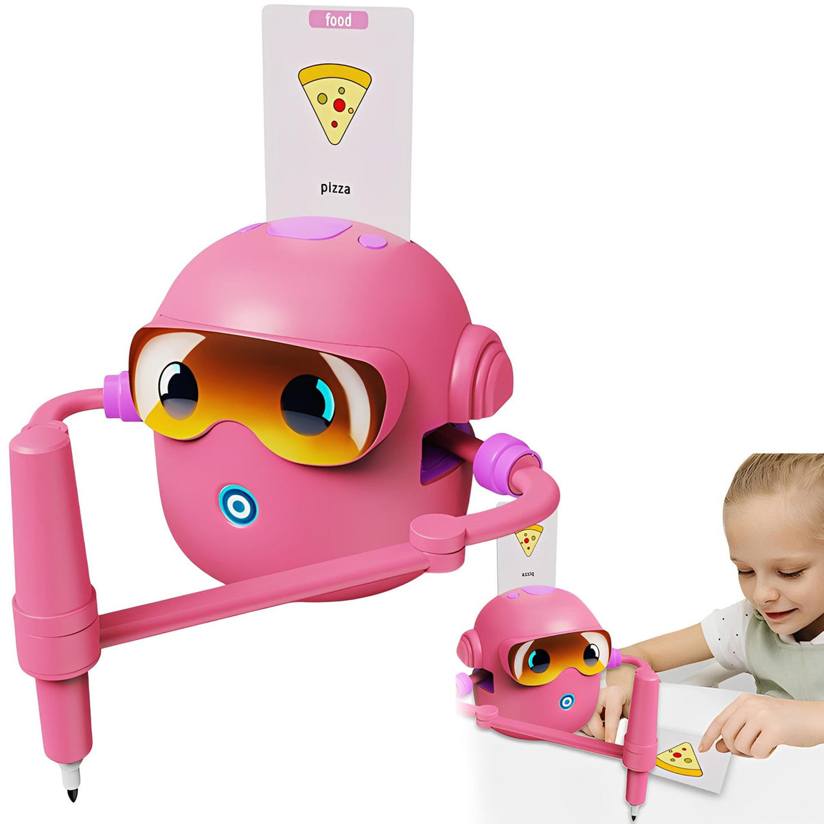Drawing Robot for Kids with Interactive Learning Cards, Pink