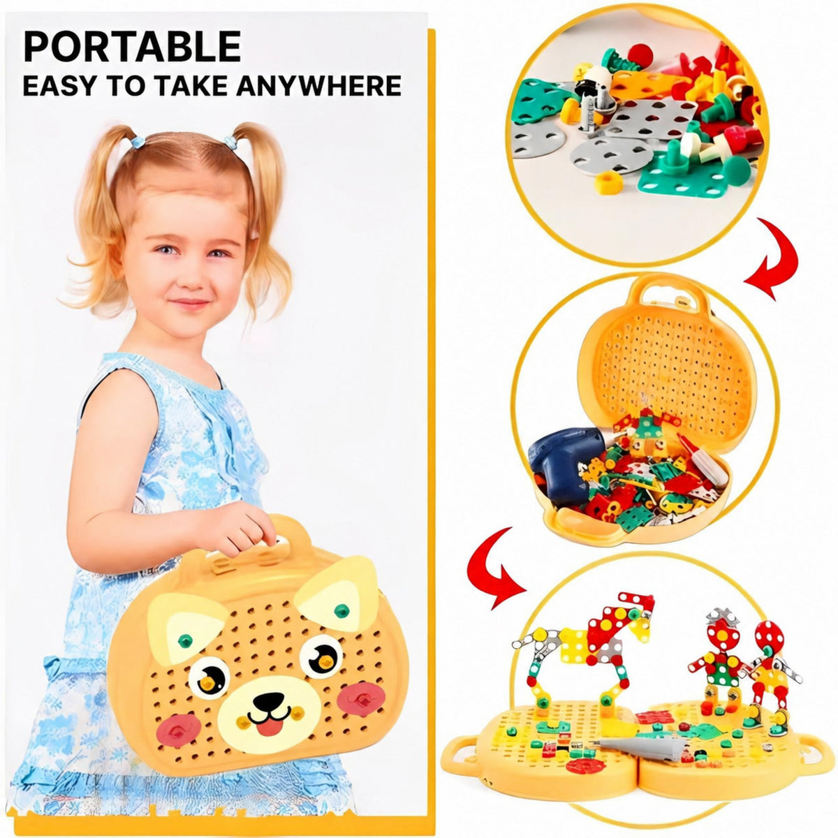 Drill Construction Toy Set with Electric Screwdriver and Mosaic Puzzle - view 5
