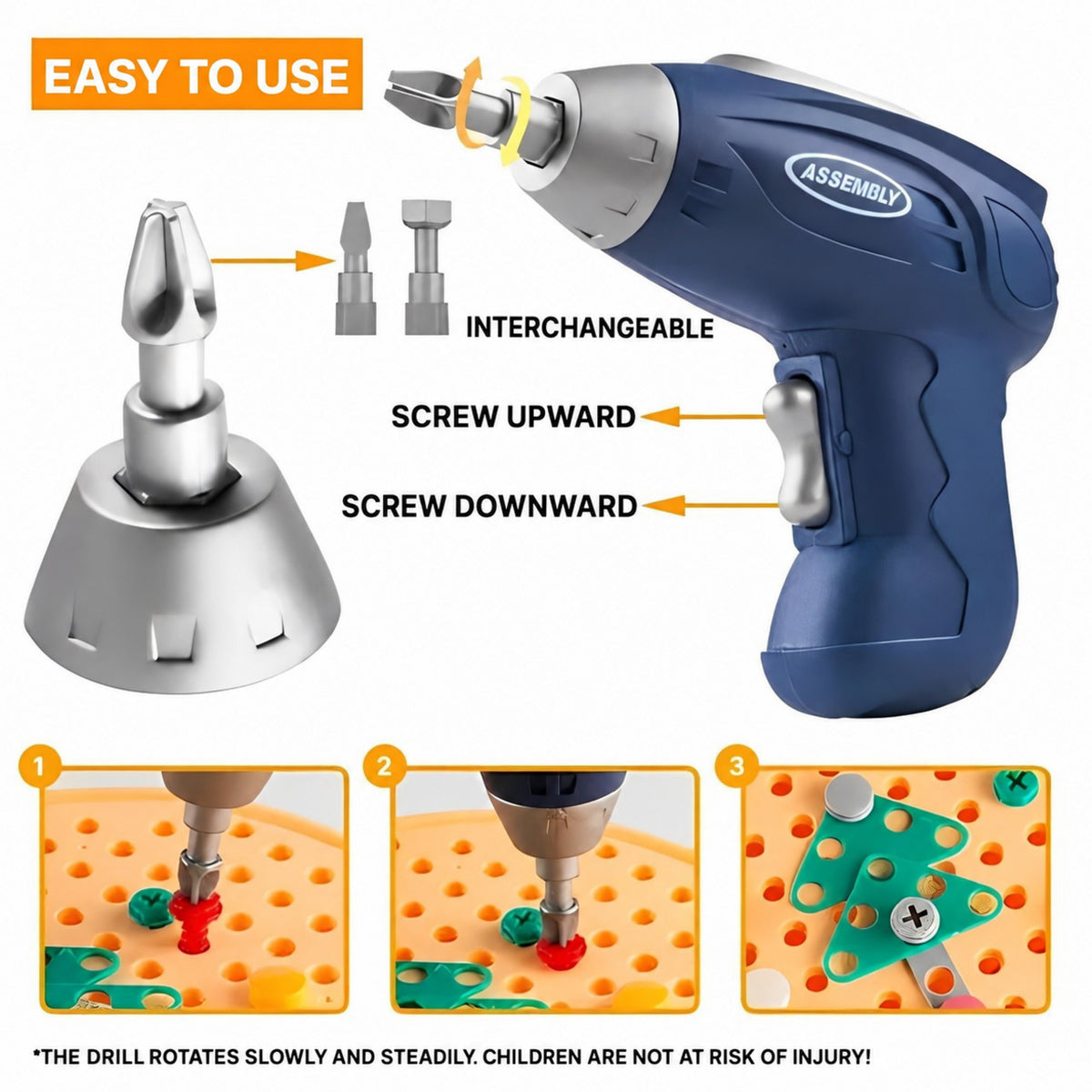 Drill Construction Toy Set with Electric Screwdriver and Mosaic Puzzle - view 8